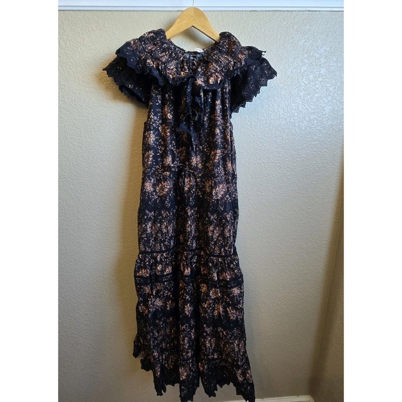 Ulla Johnson Dresses & Skirts - Ulla Johnson Jacqueline 8 Black Floral Pleated Cocktail Evening Midi Dress